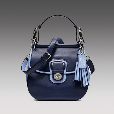 COACH 蔻驰 2013年新款女士单肩手提斜挎包 ARCHIVAL TWO TONE LEATHER WILLIS (F22409) (深蓝色/卡其色)，原价￥3538，限时仅售￥1758！绝对正品，超低折扣，含美国直邮～