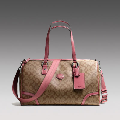 COACH 蔻驰 2013年新款女士单肩手提斜挎包 PEYTON TRAVEL SATCHEL (F77320)(粉红色)，原价￥3438，限时仅售￥1678！绝对正品，超低折扣，含美国直邮～